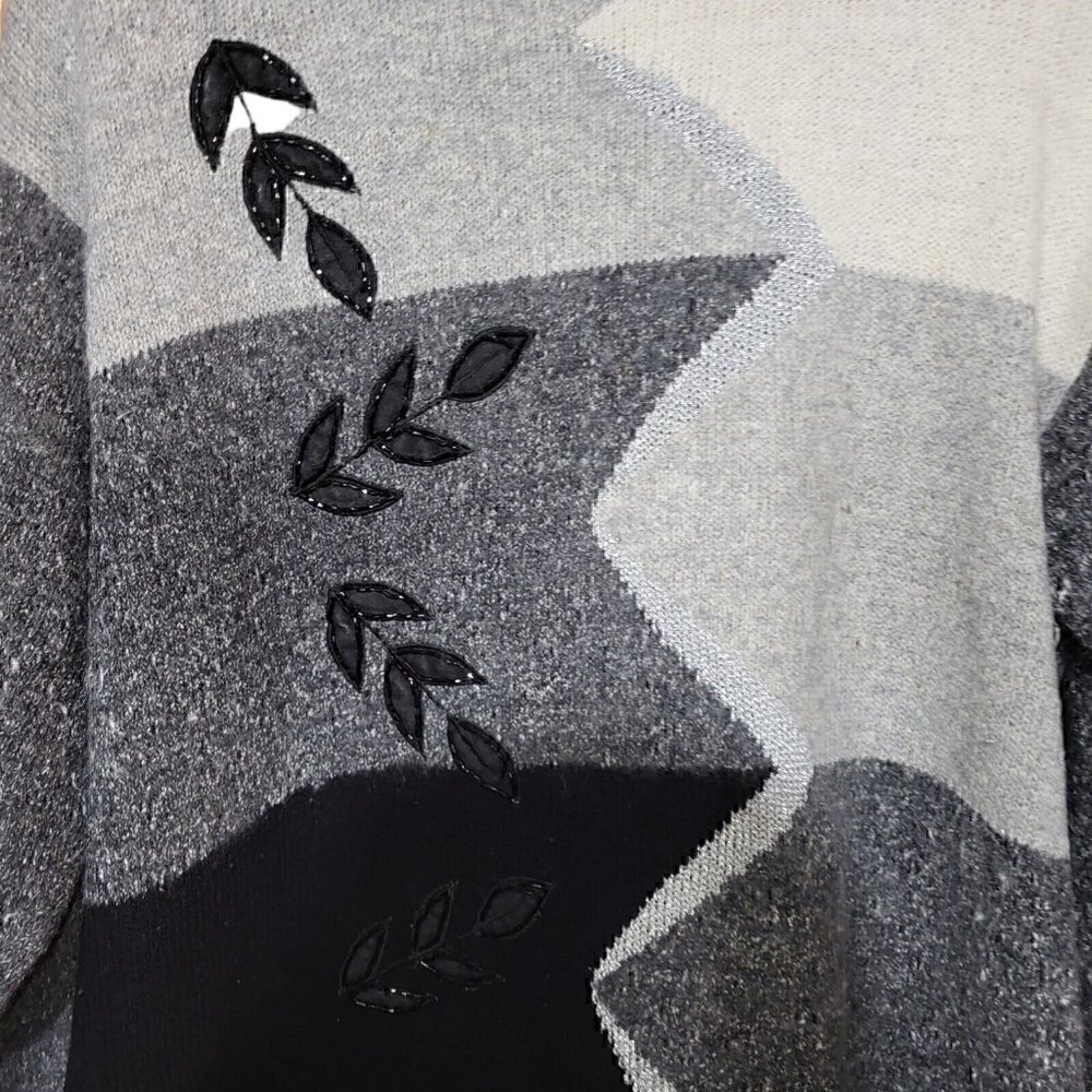 Erika II Collection Womens 2X Black Gray Long Sleeve Top Sweater Angora Blend - Picture 4 of 10